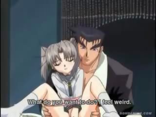 Pleasant liten och nätt hentai animen flickvän cums och suger penisen