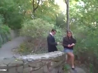 Outdoor xxx video scene with a blonde
