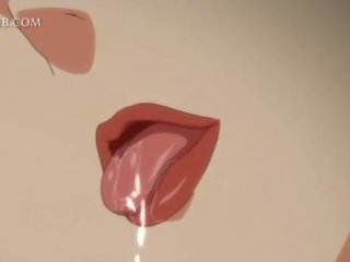 Nedolžen animirano punca jebe velika kurac med prsi in kurba ustnice